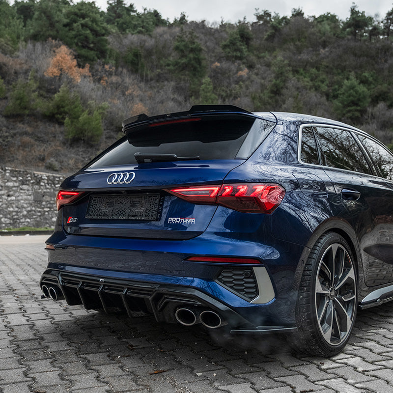 OneWay, Bagkofanger diffuser, Glossy sort, Passer til Audi A3 8Y S-Line/S3 Sedan/Sportback 2020-