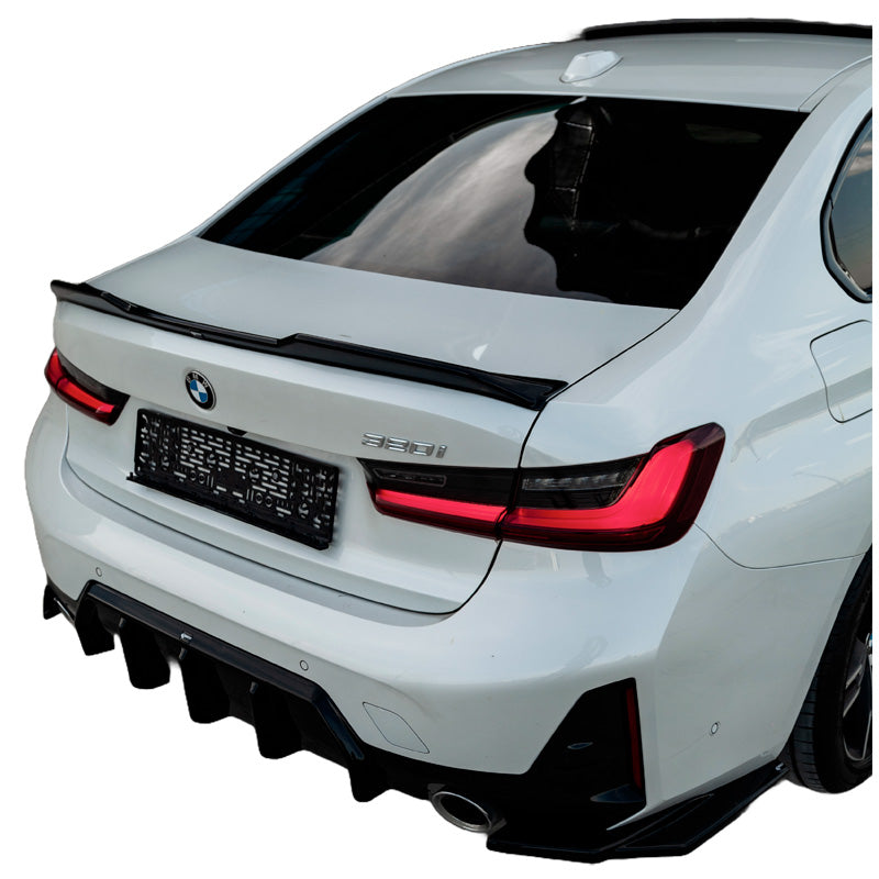 OneWay, Bagkofanger diffuser, Glansfuld sort, Passer til BMW 3-Series G20/G21 M-Pack Facelift 2022-, 'Sporty Design'