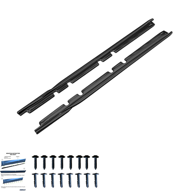 OneWay, Sideskørter, Universale, 208 cm, Glossy Sort, 2-delt Sæt