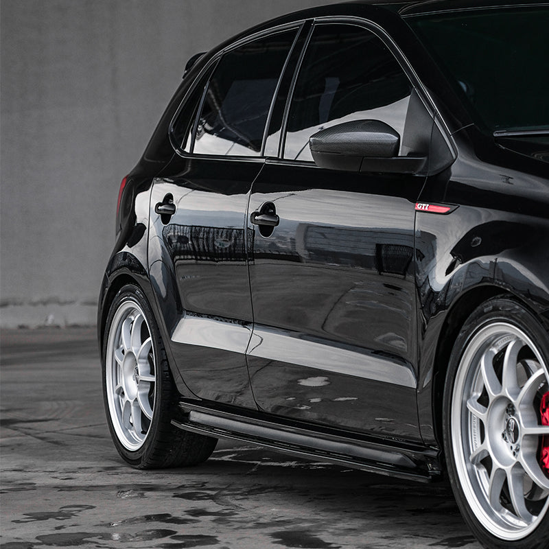 OneWay, Sideskørte, Blank sort, 2 stk., passer til Volkswagen Polo 6R GTi (2009-2014)