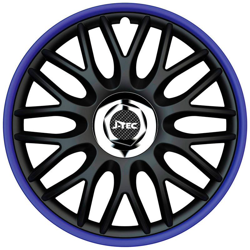 J-Tec, Hubcaps, 4 pcs, Orden R 14-inch black/blue + chrome ring
