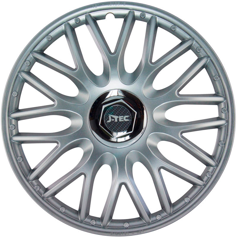 J-Tec, Hjulkapsler, 4stk, Orden R 15-tommer silver + chrome ring