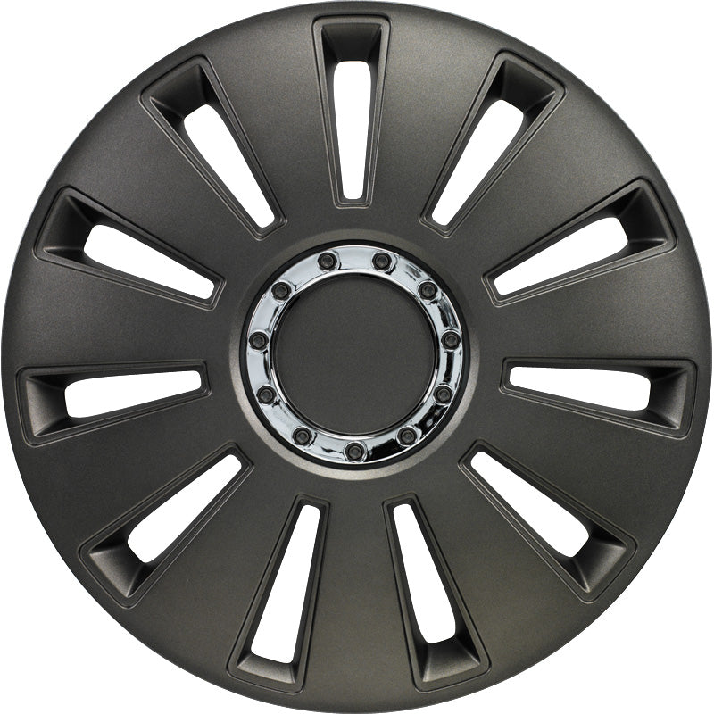 AutoStyle, Hjulkapsler, 4stk, Silverstone Pro 15-tommer gun-metal + chrome ring