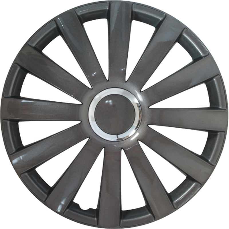 AutoStyle, Hjulkapsler, 4stk, Spyder 14-tommer gun-metal + chrome ring
