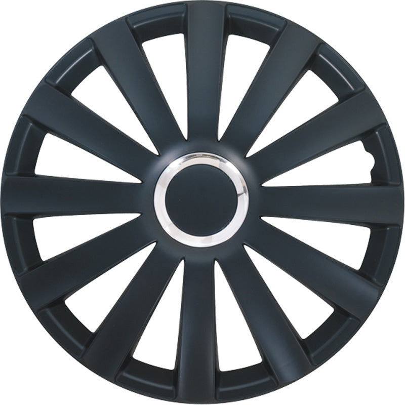 AutoStyle, Hjulkapsler, 4stk, Spyder 16-tommer black + chrome ring