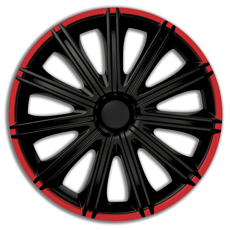 AutoStyle, copricerchi, 4 pz, Nero R 14 pollici nero/rosso