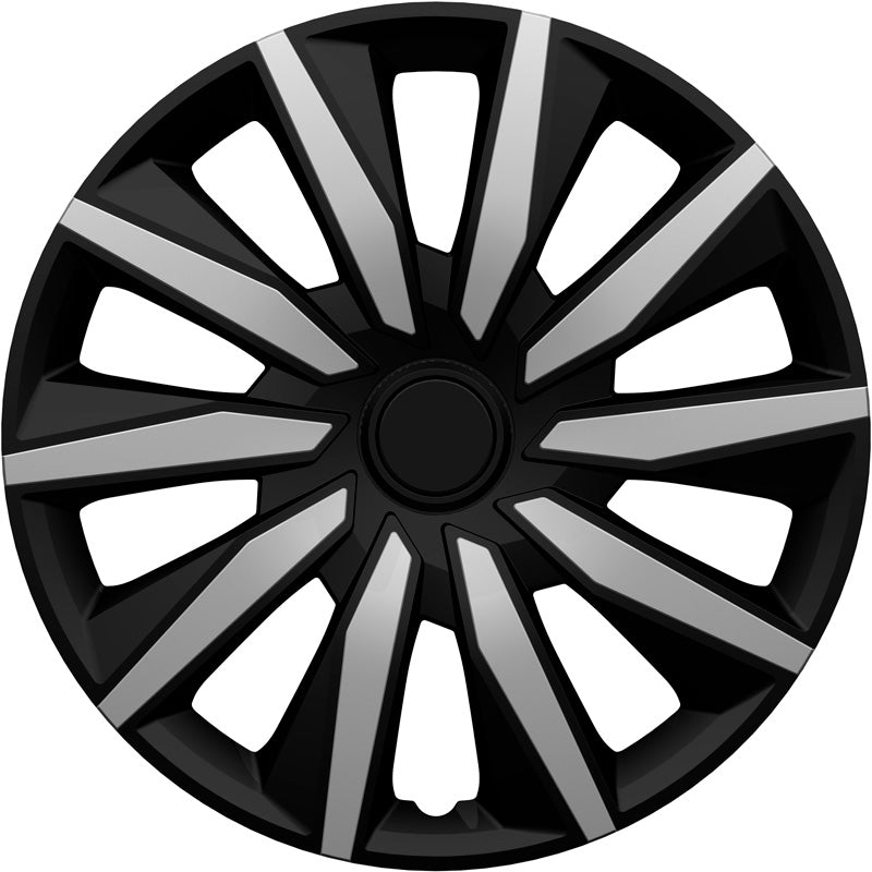 AutoStyle, Hjulkapsel, Decente, 14-tommer, sølv/sort, sæt af 4