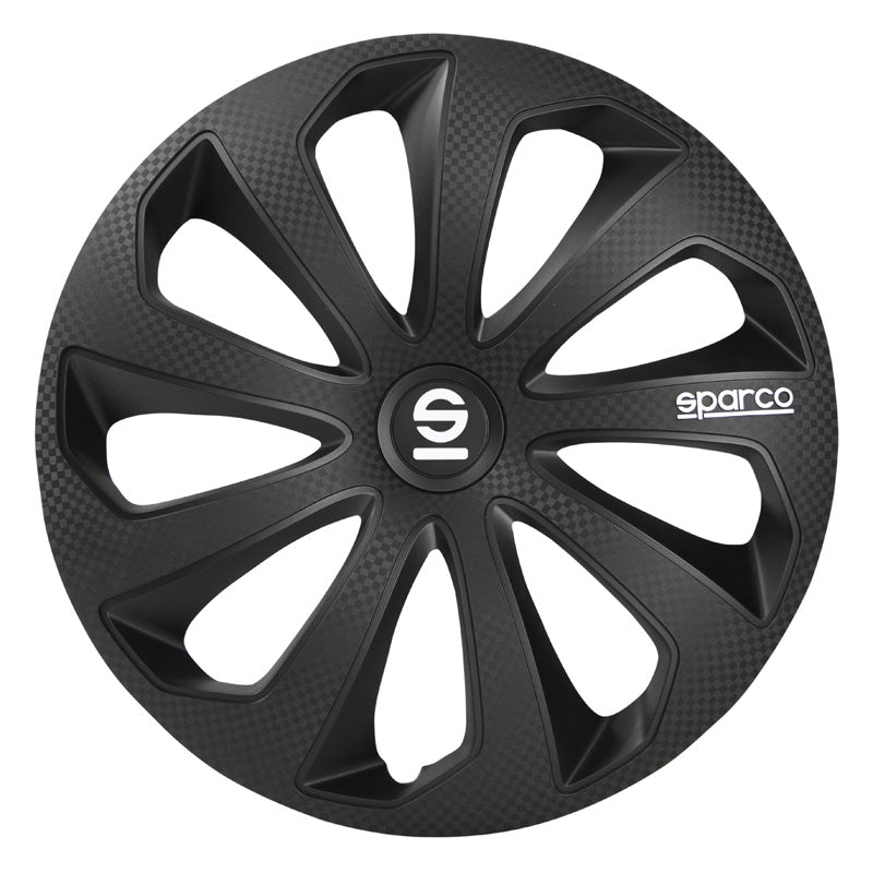 Sparco, Hjulkapsler, 4stk, Sicilia, 14 tommer, Sort/kulfiber