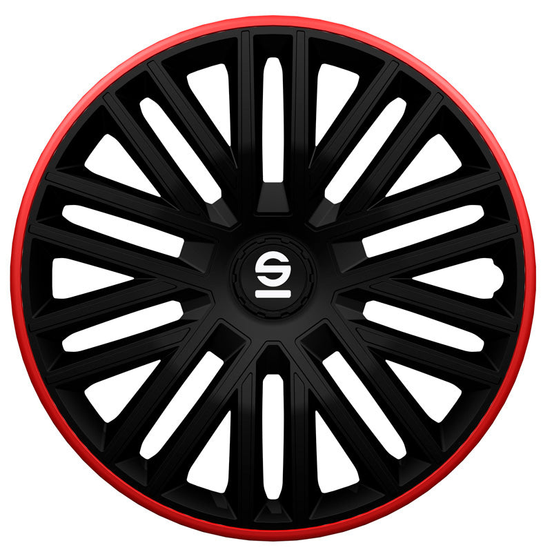 Sparco, Hjulkapsler, 4stk., Bergamo - 15-tommer - Black/Red
