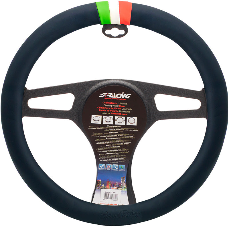 Simoni Racing, Ratmuffe, Sort Ecolæder & Italiensk Flag, 37-39cm
