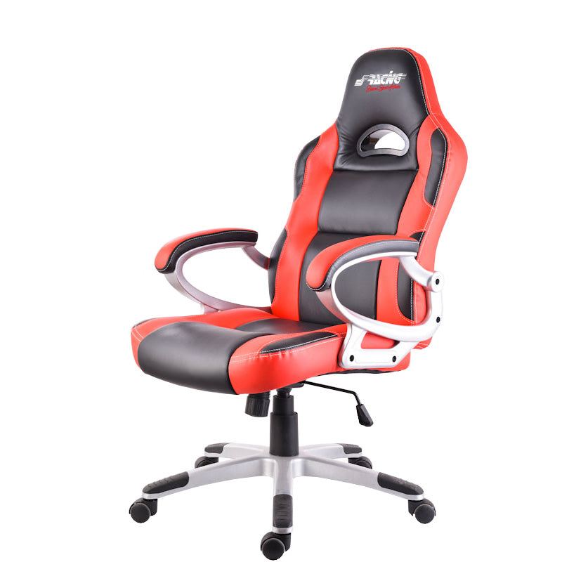 Simoni Racing, Bürostuhl / Gaming-Stuhl - Schwarz/Rot Ökoleder - Verstellbar, Kunstleder, Rot, Schwarz