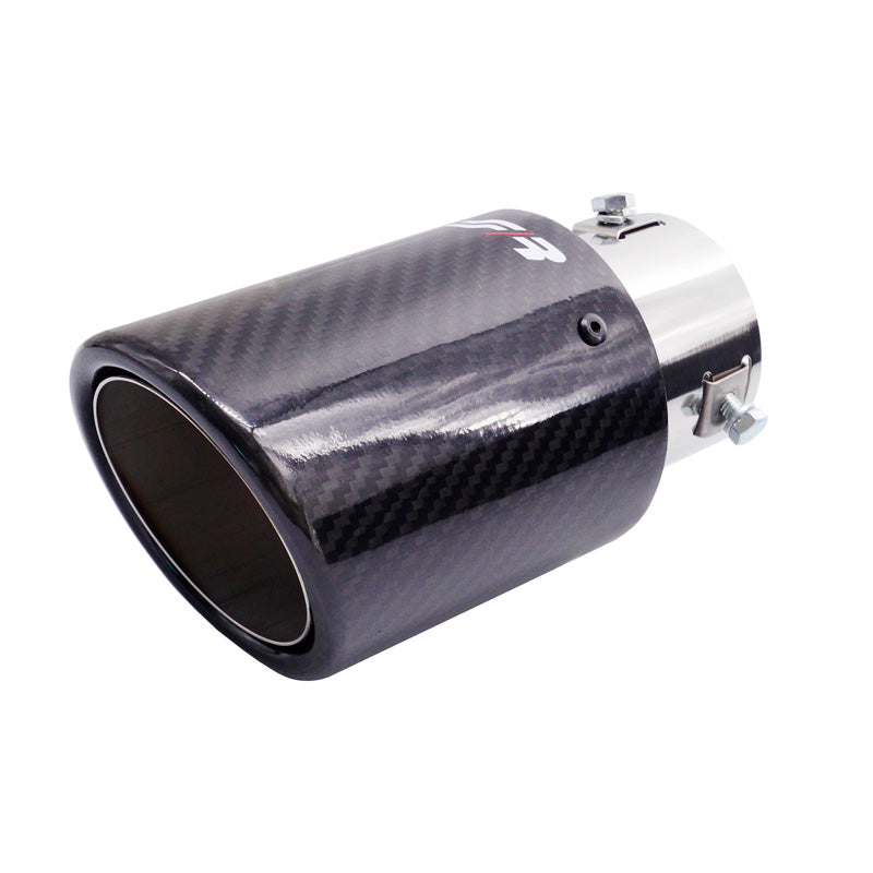 Simoni Racing, Rørhale, Round/Slanted Shiny-Carbon+Inox - Ø89xL170mm - Installation 38-63mm