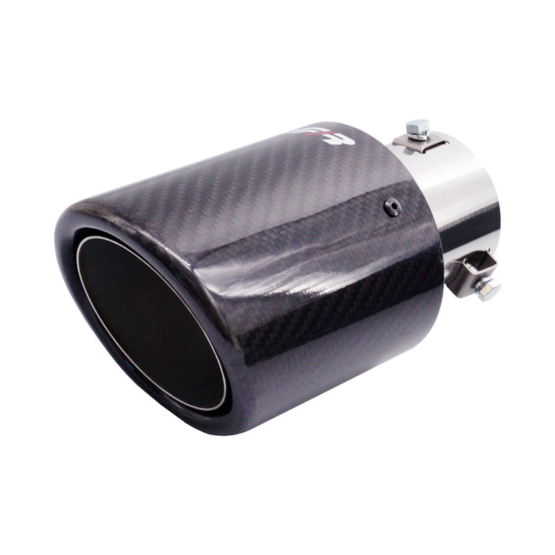 Simoni Racing, Rørhale, Round/Slanted Shiny-Carbon+Inox - Ø102xL180mm - Installation 38-63mm