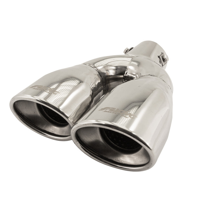 Simoni Racing, Rørhale, Double Oval/Slanting Inox - 167x67xL220mm - Installation 37->57mm - Left