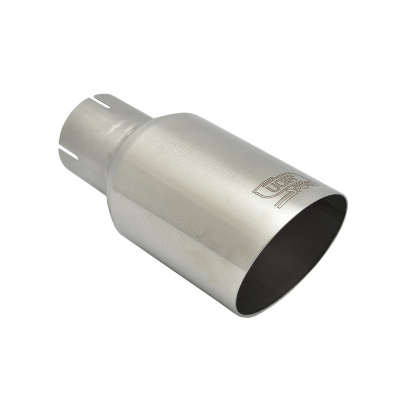 Ulter Sport, Endrohr - Rund Ø80mm Schräg - Länge 180mm  - Montage ->50mm - Gebürstet Edelstahl, Inox