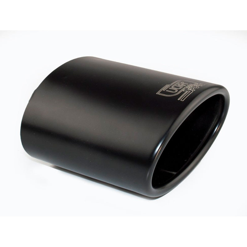Ulter Sport, Endrohr - Oval 120x80mm Schräg - Länge 120mm - Montage 50-65mm - Schwarz Edelstahl